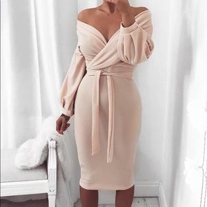 Twisted Waist Tie Sexy Midi Dress
